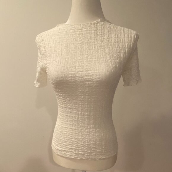 NWT Women's Zara White Short Sleeve Shirt Size Small - Picture 1 of 6